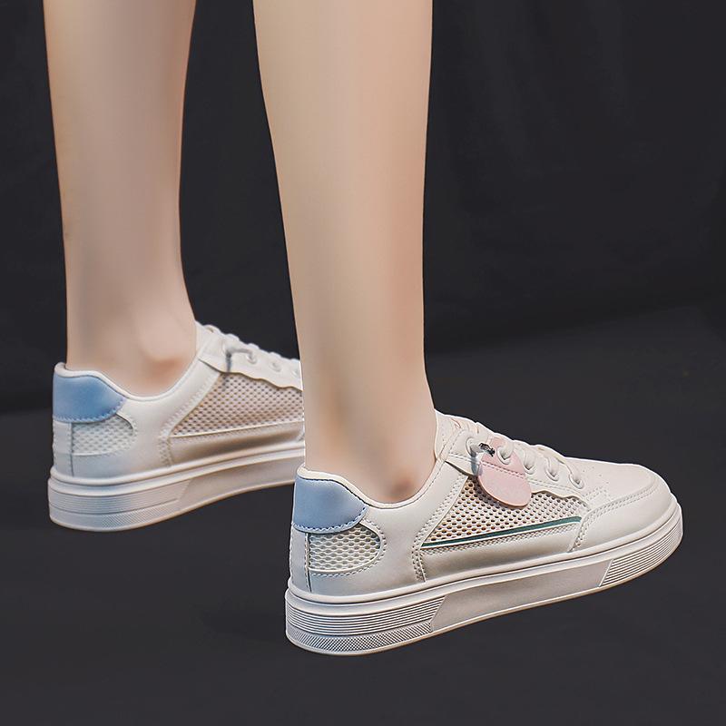 Женские белые туфли, новые летние сетчатые туфли, женские дышащие универсальные туфли с толстой подошвой, увеличенные удобные туфли для доски Tide