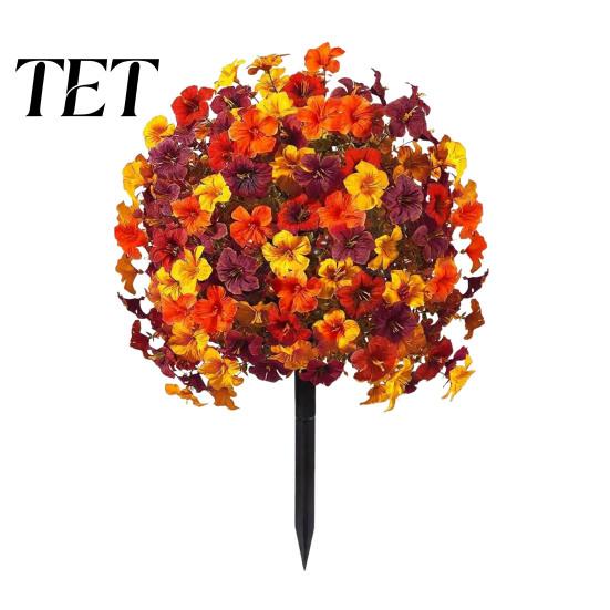 Realistic Floral Arrangements for Living Room Artificial Fall Flowers Outdoors, Fake Autumn Topiary Ball, UV Resistant Faux Mums with Ground