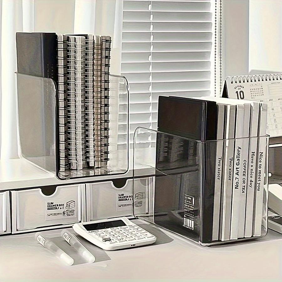 1 шт. Пластиковый органайзер-подставка для книг с несколькими отделениями - Прозрачный настольный держатель для файлов для офиса, дома, украшения для книжной полки