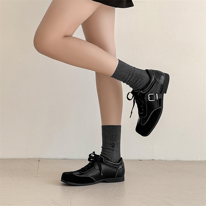 Туфли дерби мужские кожаные туфли кожаные низкие ботинки Martin простые толстые подошвы черные туфли для повседневного ношения 14707-A