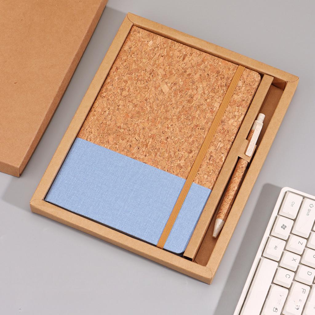 Eco Wood Spliced Faux Leather A5 Notebook 80G Thick Paper Office Journal