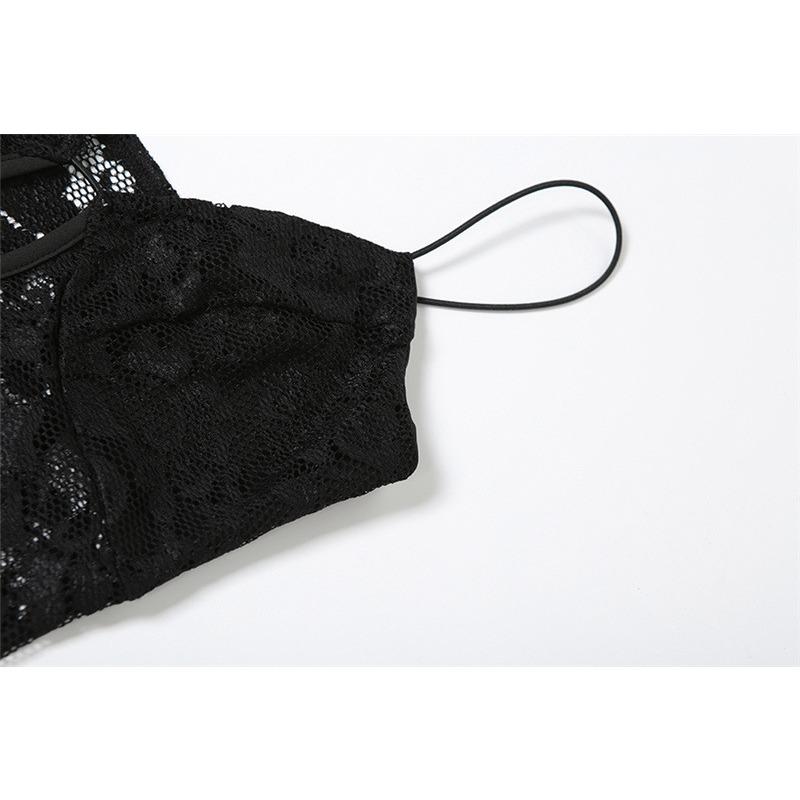 Summer Women's Solid Color Slim-fit High-waisted Fashion V-neck Halter Gauze Dress