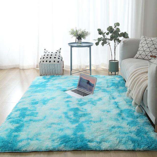 Ковер в гостиной, моющийся, нескользящий, пушистый, мягкий, большой коврик для спальни, черный, белый, зеленый, прикроватный, украшение для дома, напольные коврики