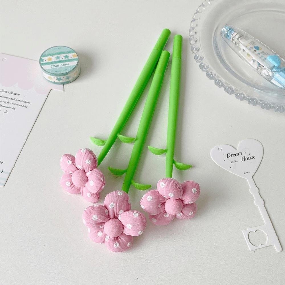Fabric Flower Decorative Ballpoint Pen 3D Floral Writing Pen Portable Flower Gel Pen Novelty Gift