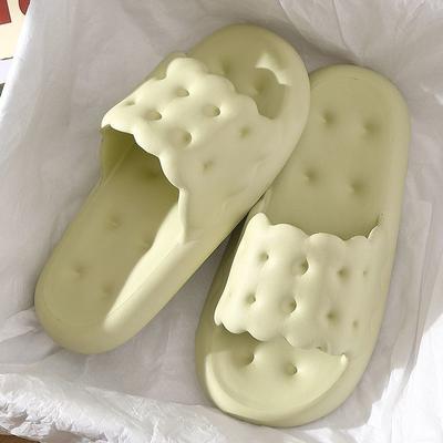 Шлепанцы на платформе, туфли для спальни, дома, женские тапочки и сандалии для дам, зеленые, для дома, лето 2024, для ванной, облачные, толстые, я легко ношу