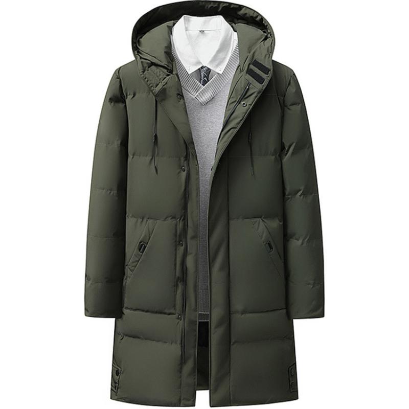 Winter Jackets for MenThickened Fashion Warm Hooded Middle-length Knee-length Fashionable Middle-aged Comfortable Versatile Plus Size Cotton Jacket