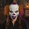 Theatrical Horror Mask Halloween Short Hair Clown Mask, Scary Joker Full Face Breathable Cosplay for Masquerade Party Costume Props