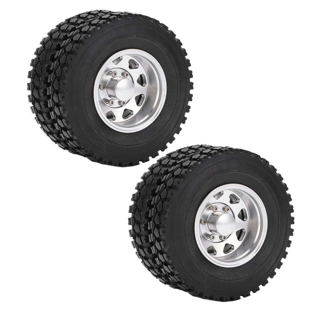 Metal Alloy Rear Wheel Hub Rims with 22mm Width Rear Rubber Loader Wheels for Tamiya 114 RC