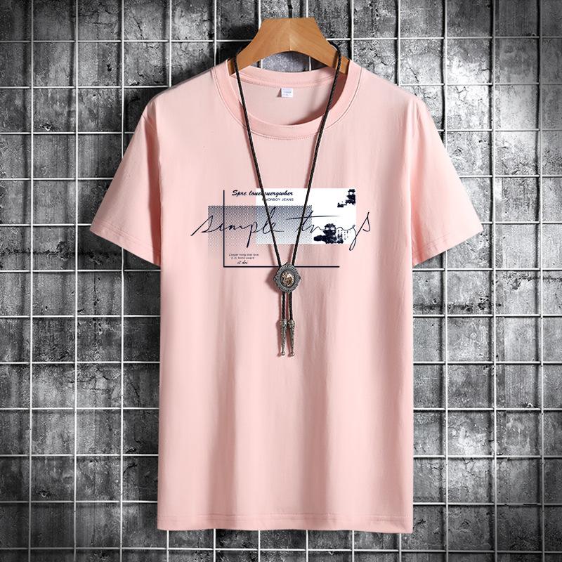 Summer Men Round Neck Cotton Short-sleeved Fashion Printed Casual Men's Loose Sports T-shirt