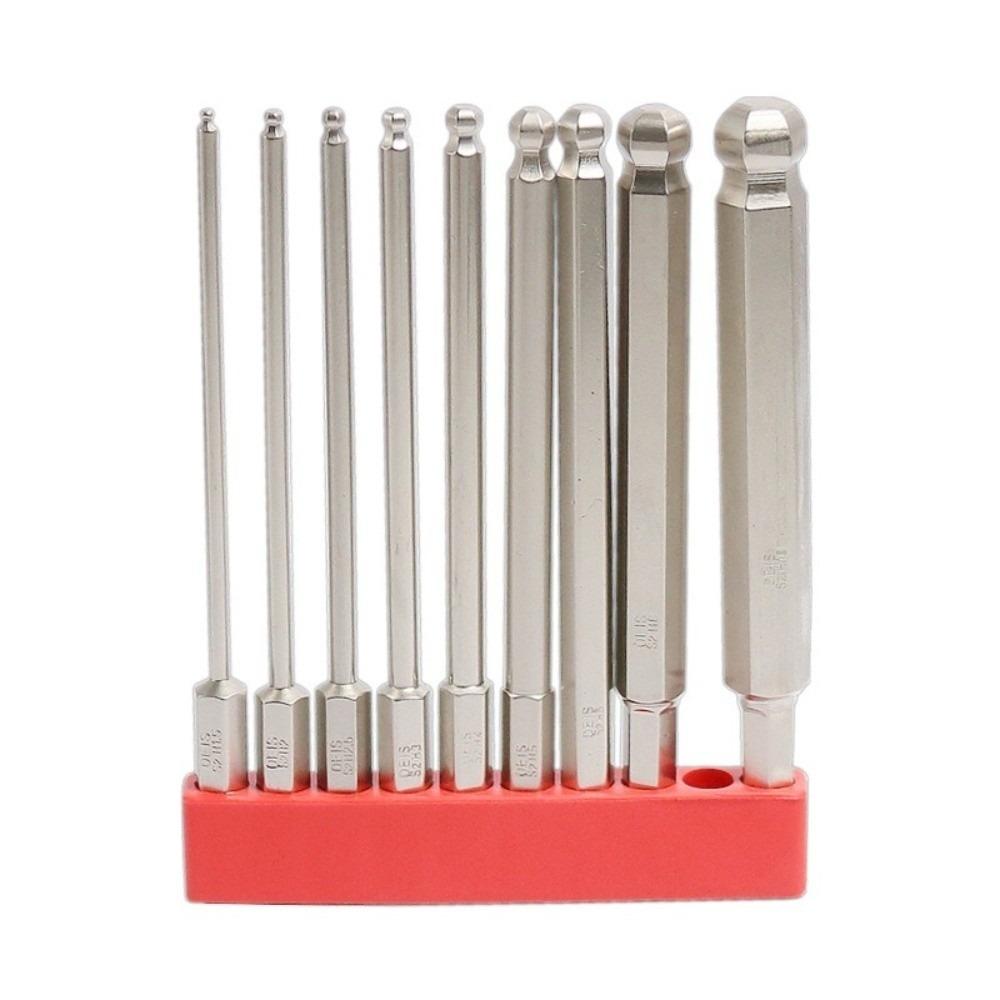 9PCS Magnetic Ball Head Hex Bits S2 Steel Hex Driver Bits Set Auto & Mechanical Repair
