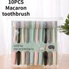 10PCS Macaron Toothbrush Ten Pack Clean Toothbrushes Adult Soft Teeth Deep Cleaning Portable Travel