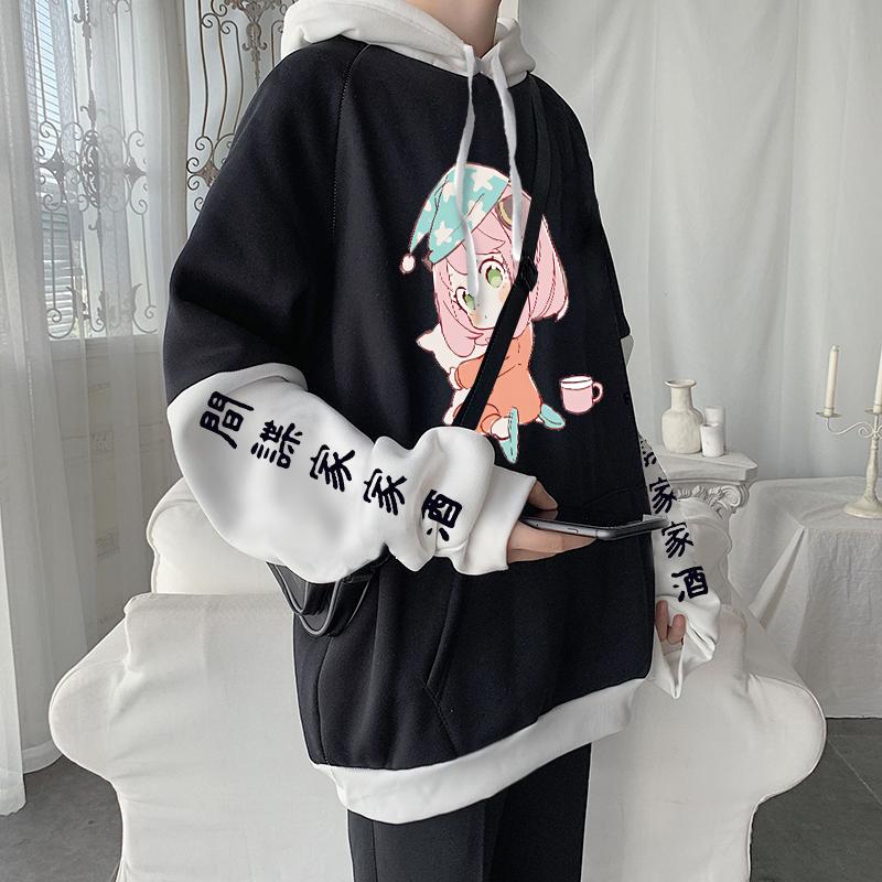 Аниме Harajuku Spy x Family Forger Anya толстовки с принтом в готическом стиле в стиле пэчворк, повседневная уличная одежда для женщин и мужчин, толстовки с длинными рукавами для подростков