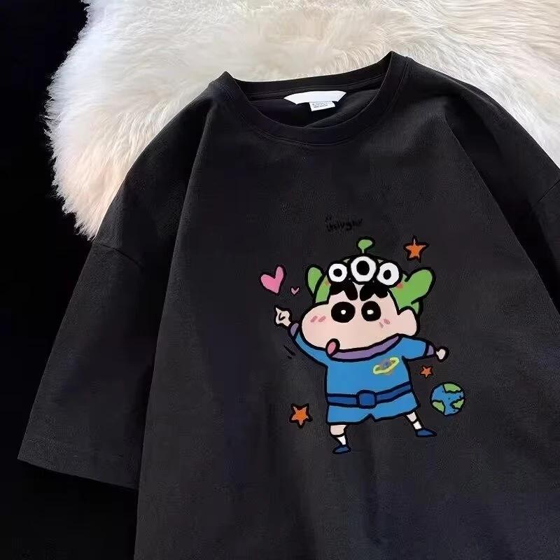 Мужская дышащая летняя повседневная креативная футболка из 100% чистого хлопка с коротким рукавом и принтом аниме-карандаша высокого качества