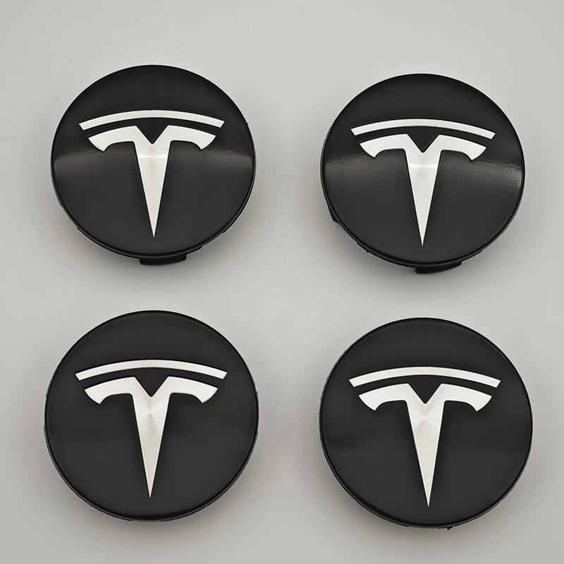ANC1 4pcs 56mm Black Silver Car Wheel Center Caps Rims Hub Cover Logo For Tesla Model 3 Y X S Hubcaps Auto Accessories
