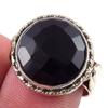 Natural Black Onex Gemstone Handmade 925 Sterling Silver Two Tone Ring S.7 W1h38