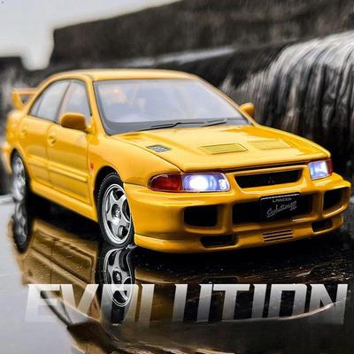 1:32 Модель спортивного автомобиля из сплава Mitsubishi Lancer Evolution IX Игрушки Литые транспортные средства Открывающиеся двери Звук Свет Оттягивание назад Игрушка для мальчика Подарок