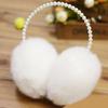 Autumn Winter Women Earmuff Solid Color Imitation Pearl Decor Faux Rabbit Fur Plush Ear Warmer Non-slip Lightweight Ear Cover