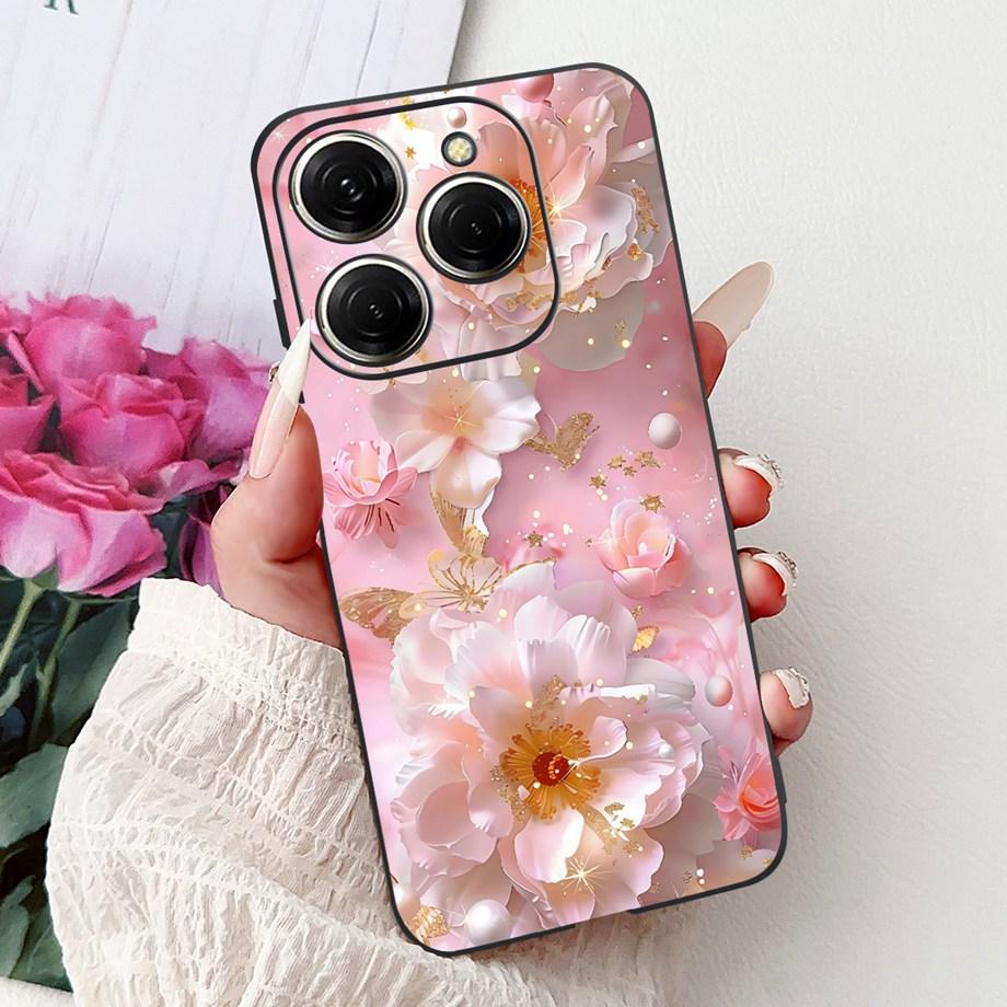 Роскошный матовый силиконовый мягкий чехол для Tecno Spark 20 20Pro 20 Pro+ 4G 5G Spark 20C KJ7 KJ6 KJ5 BG7 Чехол Цветок Любящее Сердце