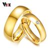 Vnox Классические обручальные кольца для женщин мужчин золотого цвета из нержавеющей стали парные кольца юбилей персонализированное имя подарок для влюбленных