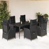 VidaXL 7-Piece Garden Dining Set with Cushions, Table and Chairs with Adjustable Backrest, Outdoor Furniture, 3213181