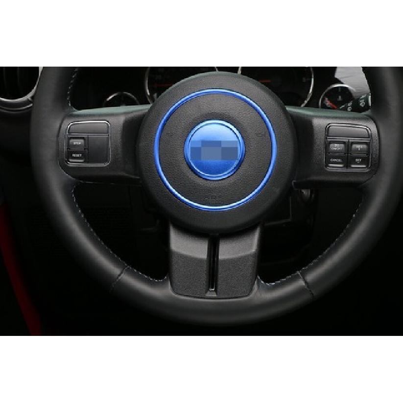 2x Blue Steering Wheel Center Trim Ring For 11-16 Jeep Wrangler Compass Patriot