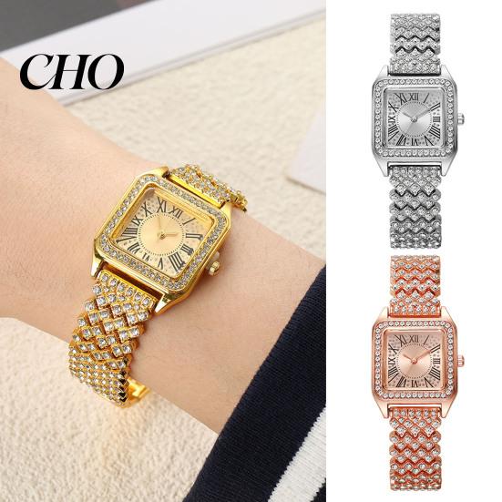 Durable Ladies Watch Women's Square Crystal High Accuracy Quartz Movement Rhinestone Paved Dial Scratch-Resistant Casual Women Wristwatch Mineral