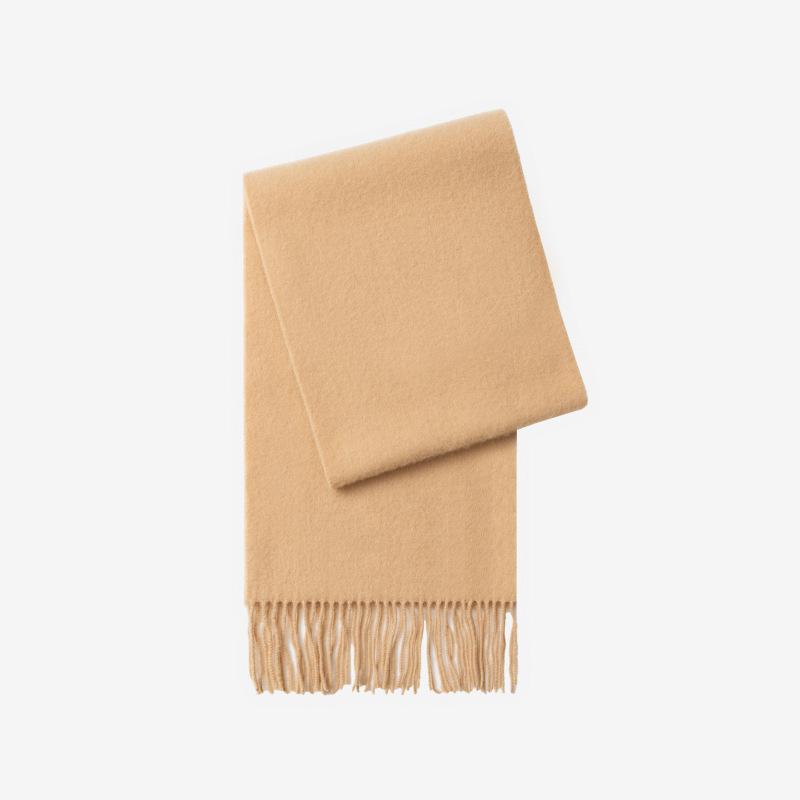 Осенне-зимний новый однотонный шарф из 100% шерсти для женщин, роскошный, толстый и пушистый, теплый, универсальный шарф