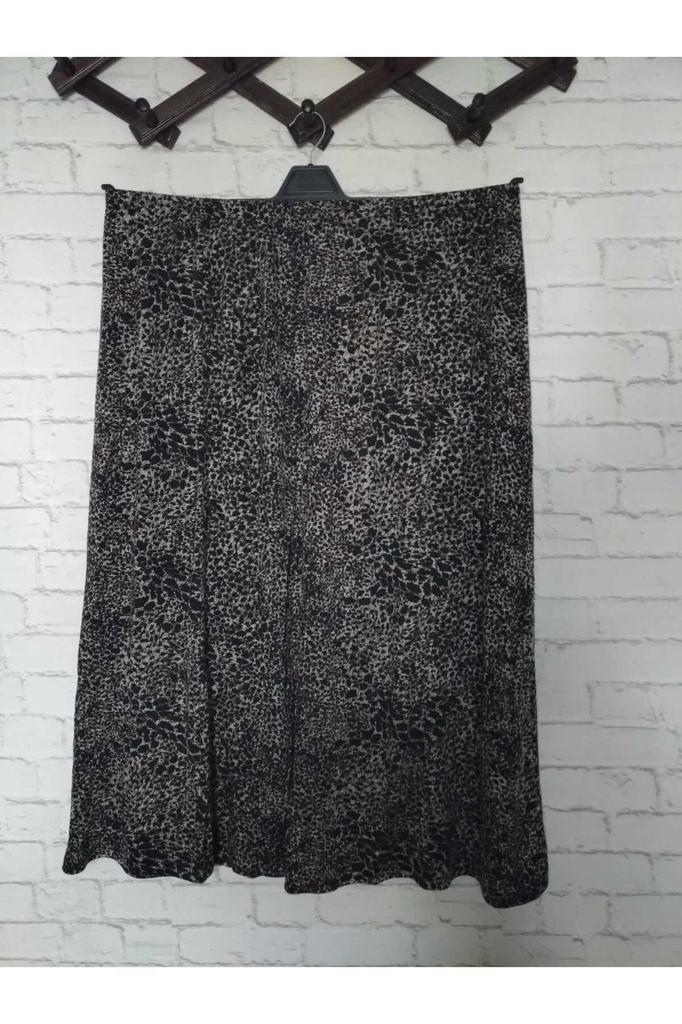 Women's Style Big Size Skirt Leopard Pattern, Woven Fabric, Non-Lycra, Pieced, Elastic Waist, Downward Expanding Model, Skirt