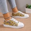 Fashion Women's Flat Canvas Shoes Casual Sunflower Printed Low Top Loafers Comfortable Slip On Sneakers Female Lace Up Vulcanized Shoes