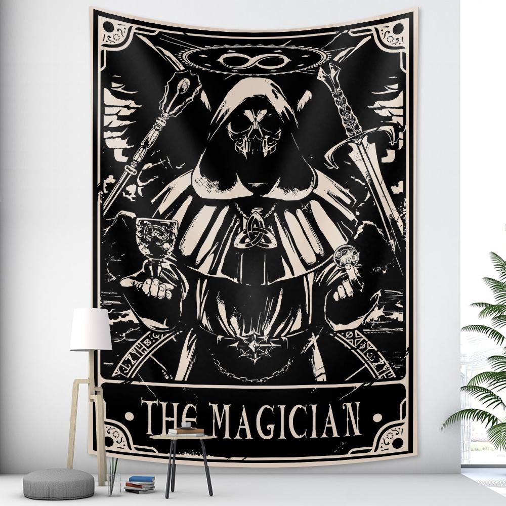 Tarot Psychedelic Scene Art Tapestry Occult Witchcraft Divination Wall Hanging Hippie Boho Decor Bedroom Home Decor