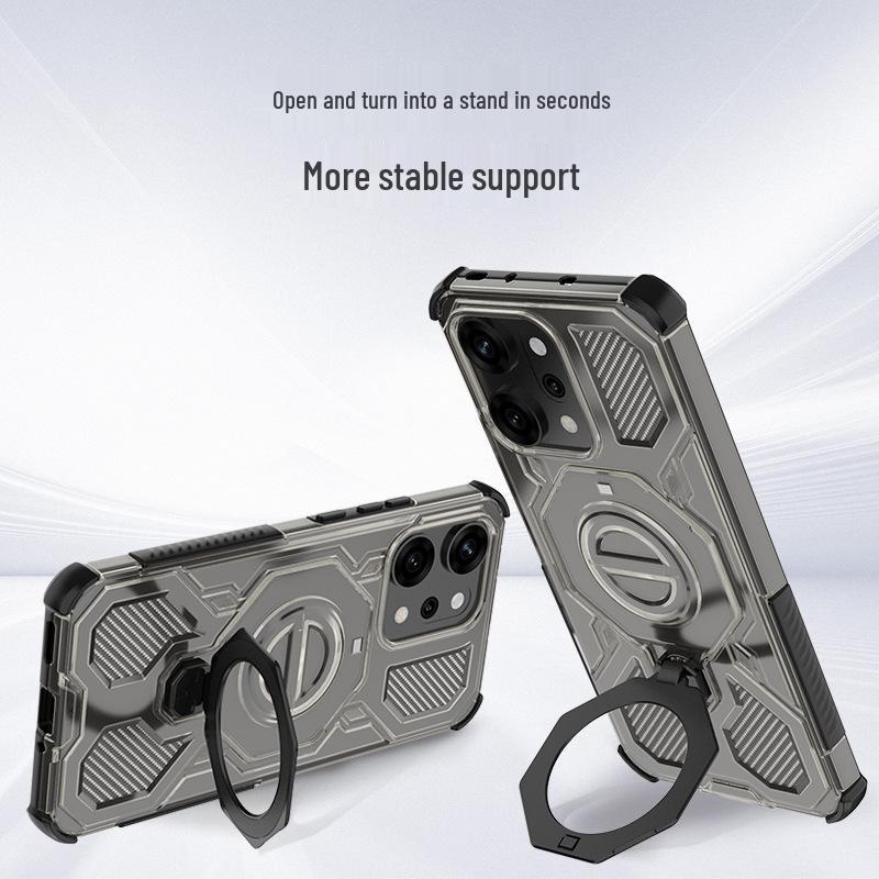 Прозрачный противоударный вращающийся чехол-подставка для телефона с магнитом для серии OPPO и Realme 15