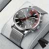 Mens Fashion Sports Watches Men Business Casual Quartz Wrist Watch Luxury Silver Stainless Steel Mesh Belt Date Watch