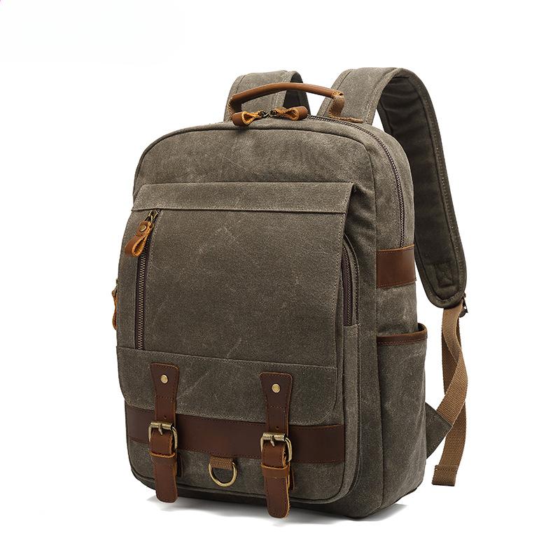 Backpack Student Outdoor Sports Retro Travel Backpack Waxed Canvas Waterproof Travel Bag Computer