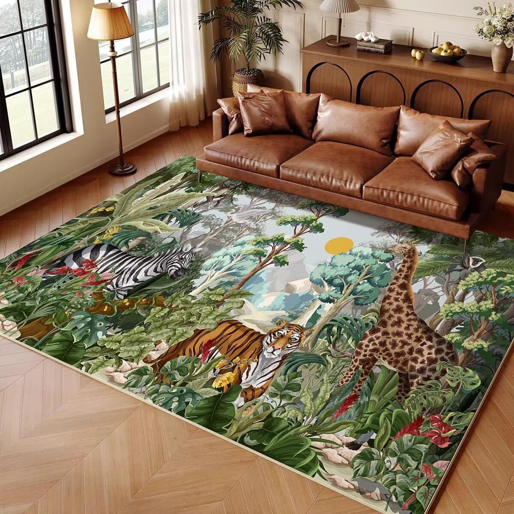 Jungle Animal Cartoon Child Carpet Rug for Home Living Room Bedroom Sofa Doormat Decor Play Area Rug Nordic Non-slip Floor Mat