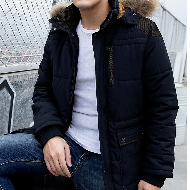 Autumn/winter Youth Casual Mid-length Cotton-padded Jacket Men's Winter Plus Velvet Padded Jacket Jacket Cotton-padded Jacket Trendy Men