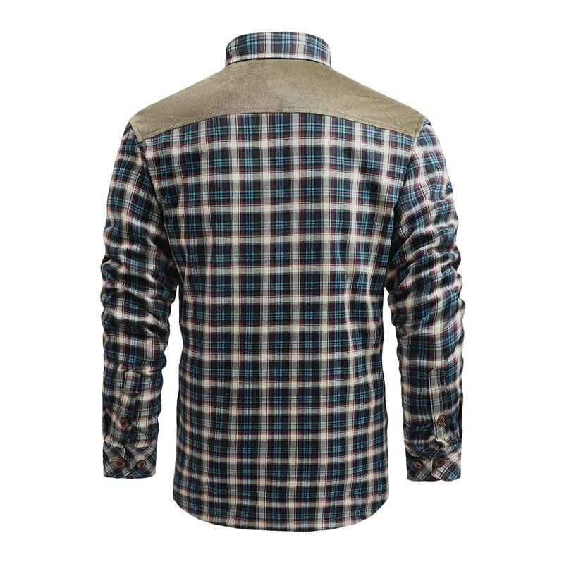 Cozy Up Men Harajuku Color Block Plaid Shirt Mens Streetwear Толстые рубашки с длинным рукавом Винтажная корейская мода Брендовая мужская одежда