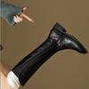 Kusa~ Leather Tall Knight Boots 2025 Autumn New Flat Boots Rear Zipper Women's Leather Boots Women