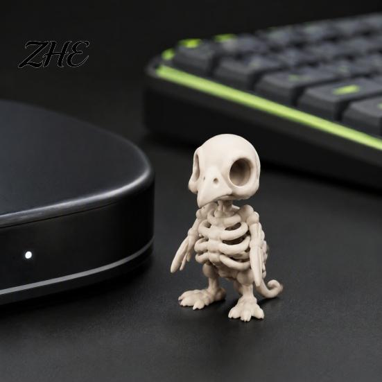 Halloween Party Table Decorations 3D Printed Gothic Vulture Skeleton Figurine,Spooky Bird Skull Statue, Mini Dark Style Window Decor Micro Landscape