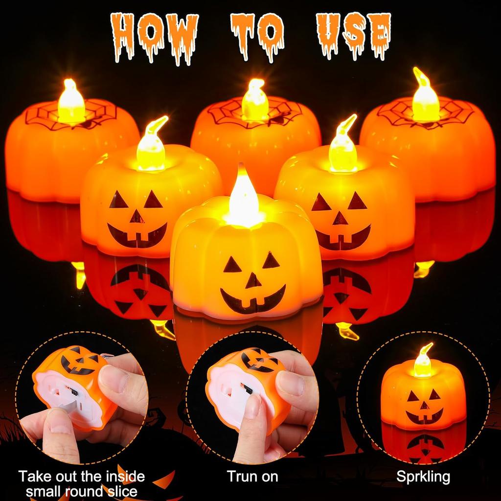 Halloween Pumpkin Candle Lights Led Electronic Candle Lights Party Supplies Ornaments Night Lights Halloween Decorations