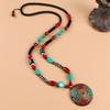 Original Design Tibetan Necklace Retro Tibetan Long Beeswax Dzi Bead Pendant Xizang Clothing Men's and Women's Accessories