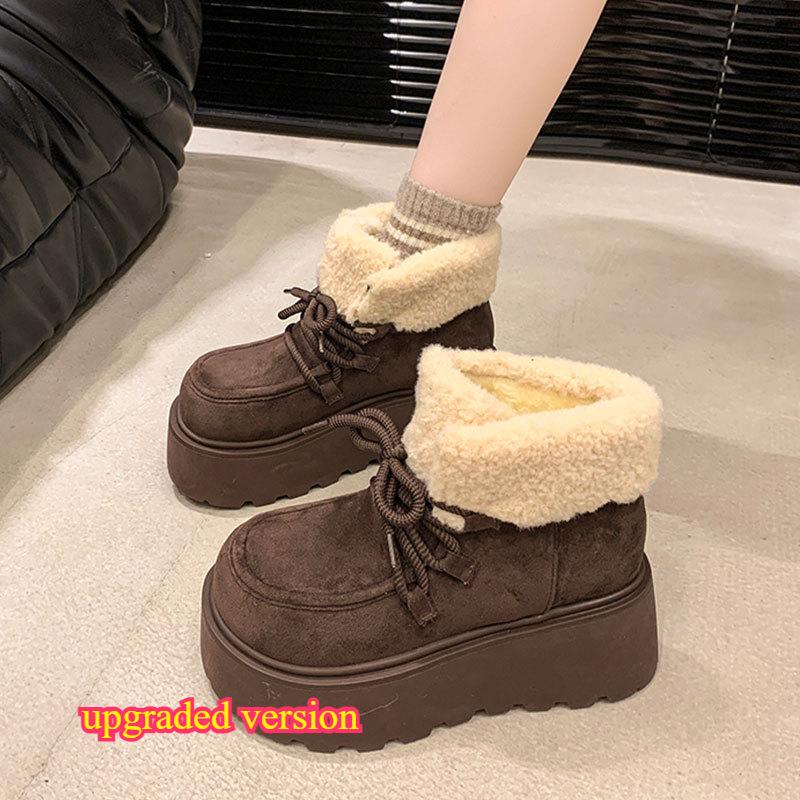 Винтажные женские высокие матовые сноубутсы с утолщенной меховой подкладкой и хлопковыми подошвами, ботильоны на платформе до щиколотки