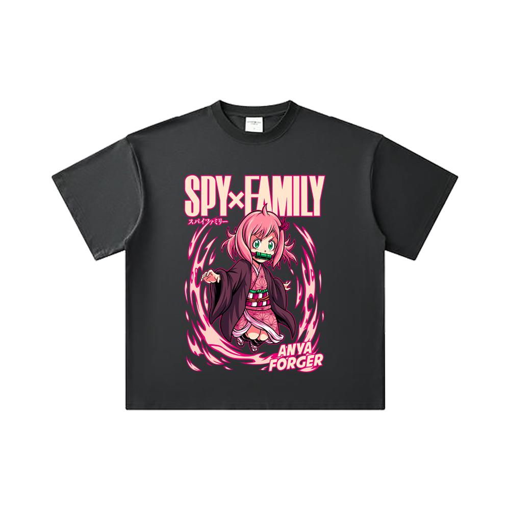 260 GSM Double Yarn 32 Count 100% Cotton Spy x Family V6 Print Unisex Heavy Cotton T Shirt