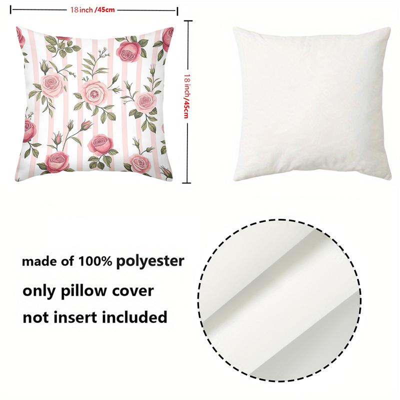 Подушки с цветочным узором «Розовые розы» для декора дома, полиэстеровая наволочка, декоративная наволочка для дивана, подушка для изголовья