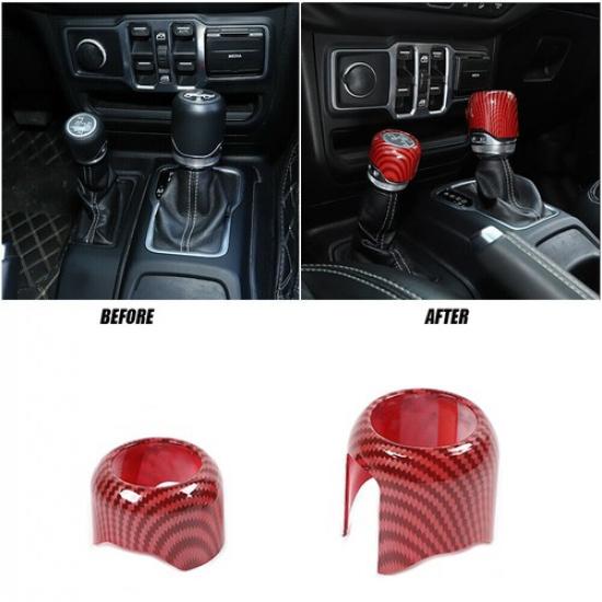 Red Carbon Gear Shift 4WD Trim Cover for Jeep Wrangler JL JT 2018+ Accessories