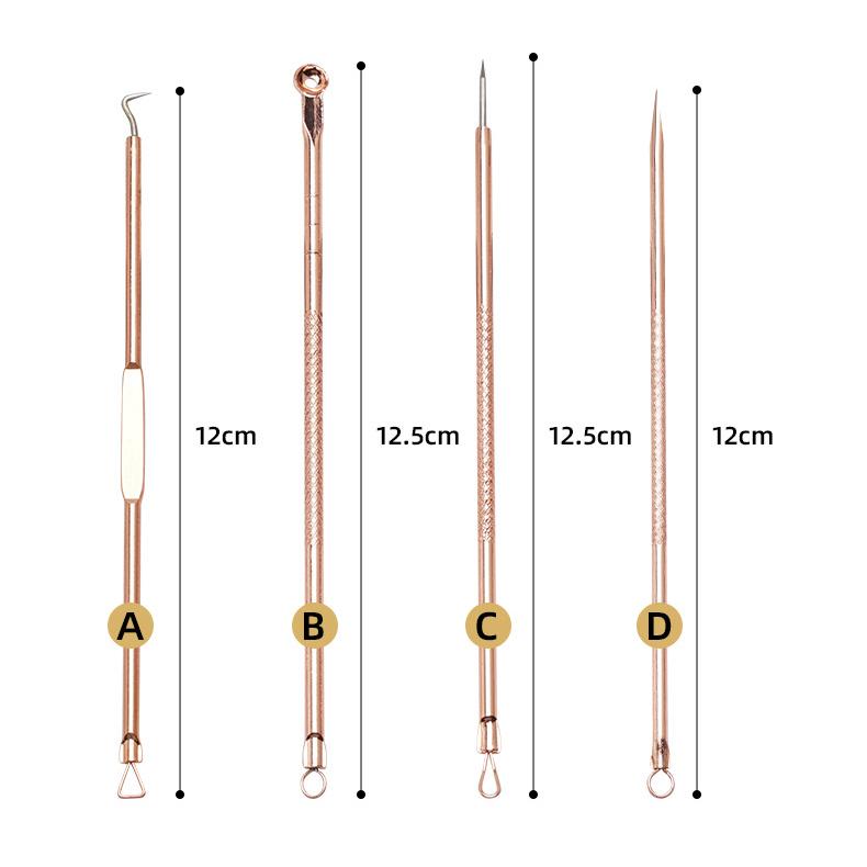 Розовое золото 4 шт./компл., экстрактор черных точек, комедонов, прыщей, прыщей, вакуумный инструмент для удаления черных точек, ложка для ухода за кожей лица, инструмент