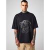 Oversized Crewneck T Shirt Black Dog Graphic Print Men Streetwear Casual Outfit Fashion Statement Top