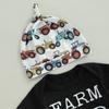 Baby Baby Boys Causal Clothes Sets 3M 6M 12M 18M 3pcs Short Sleeve Letter Print Romper + Tractor/Chicken Pants + Knot Hat Set
