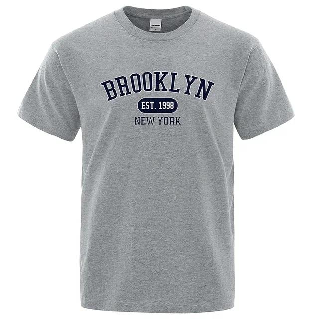 Brooklyn Est.1998 New York Letter Print Футболки мужские и женские повседневные с коротким рукавом дышащие модные топы хлопковые футболки больших размеров