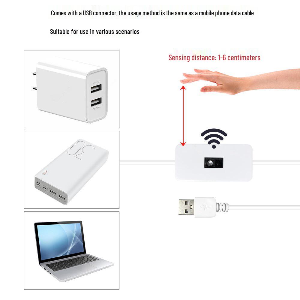 USB Smart LED Strip Light with Adhesive, 2835 Epoxy Waterproof, Hand Sweep Sensor, 5V