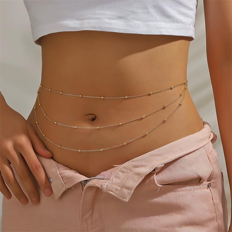 Multilayer Beads Chain Waist Chain for Women Girls Minimalist Sexy Belly Chain Beach Party Jewelry Gift